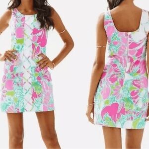 Lilly Pulitzer Cathy shift dress "Pink don't give a cluck" print size 2